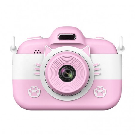Camera foto pentru copii, 3-8 ani, ecran tactil, camera selfie, flash led, joc educativ 8Mp, Roz