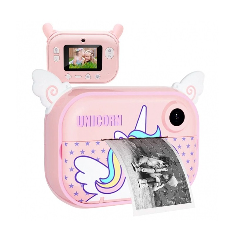 wealth mosaic hail Camera foto instant pentru copii, imprimare prin WI-FI, camera selfie, 2  role hartie incluse, roz, unicorn